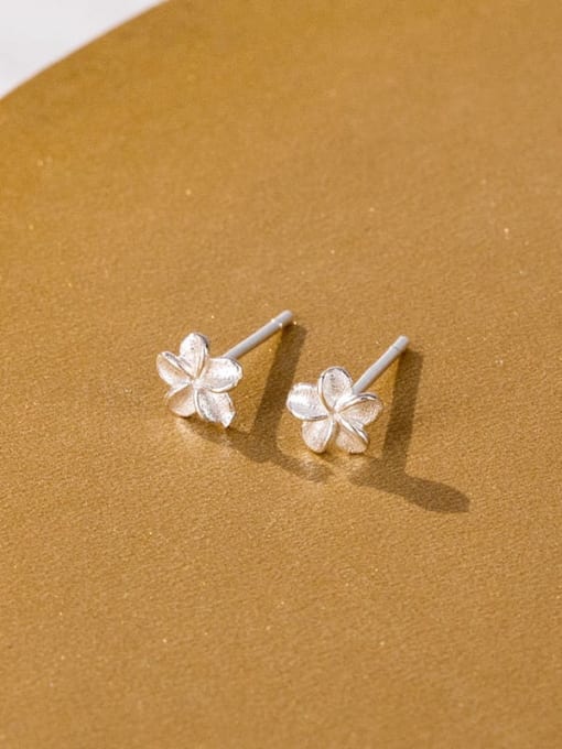 ES1462 [99 Silver Flower] 925 Sterling Silver Heart Cute Stud Earring